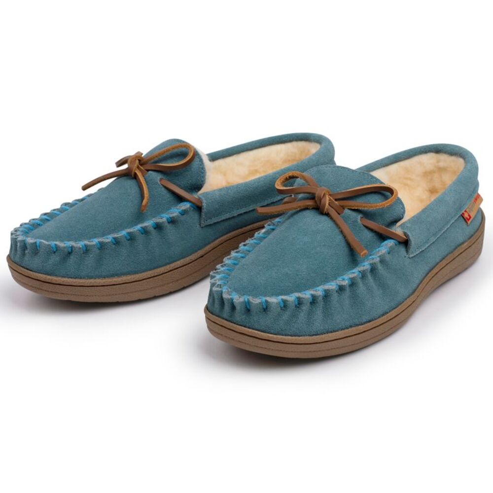 Alpine Swiss Sabine Womens Suede Shearling Moccasin Slippers House Shoes Slip On - Picture 5 of 9